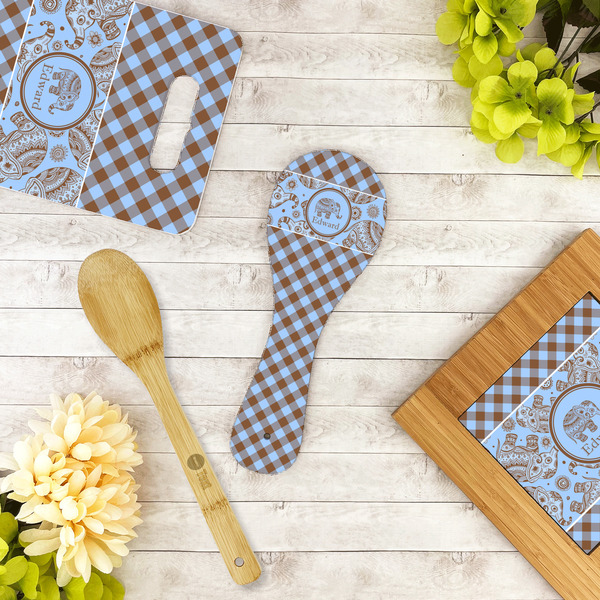 Gingham & Elephants Spoon Rest Trivet - LIFESTYLE