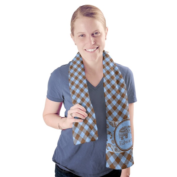 Gingham & Elephants Sport Towel - Exercise use - Model