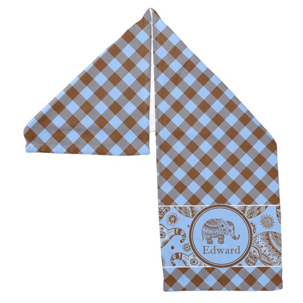 Gingham & Elephants Sports Towel Folded - Both Sides Showing