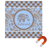 Gingham & Elephants Square Car Magnet - 6" (Personalized)