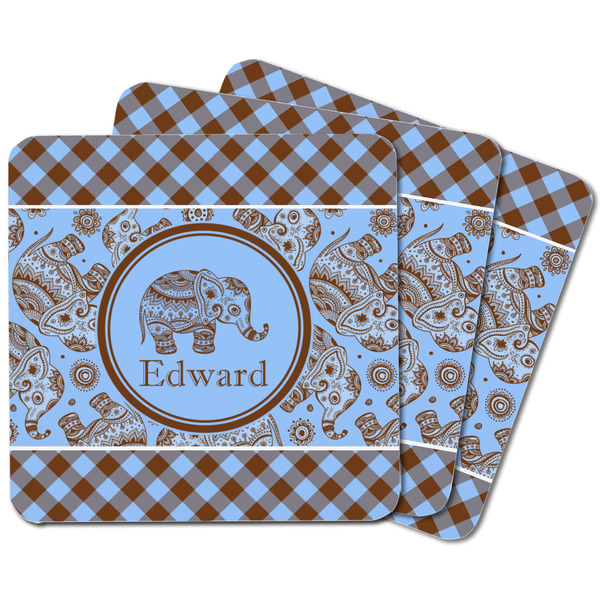Gingham & Elephants Square Fridge Magnet - MAIN