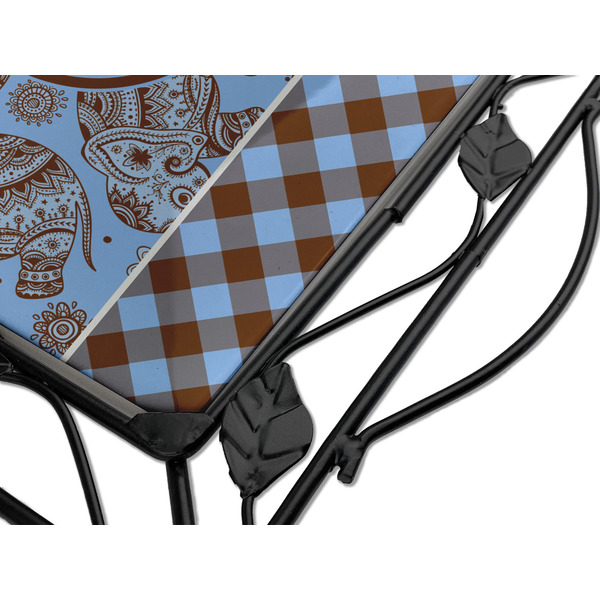 Gingham & Elephants Square Trivet - Detail