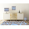 Gingham & Elephants Square Wall Decal Wooden Desk