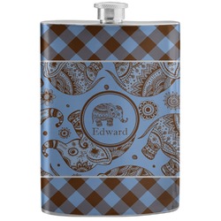 Gingham & Elephants Stainless Steel Flask (Personalized)
