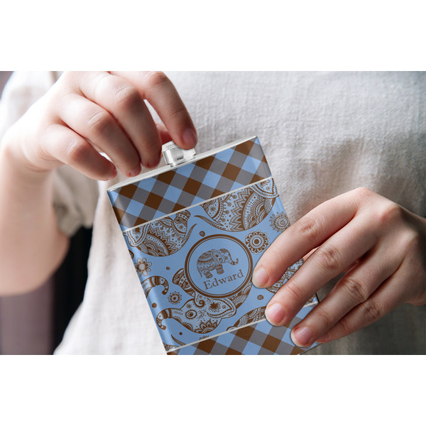 Gingham & Elephants Stainless Steel Flask - LIFESTYLE 1