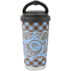 Gingham & Elephants Stainless Steel Coffee Tumbler (Personalized)