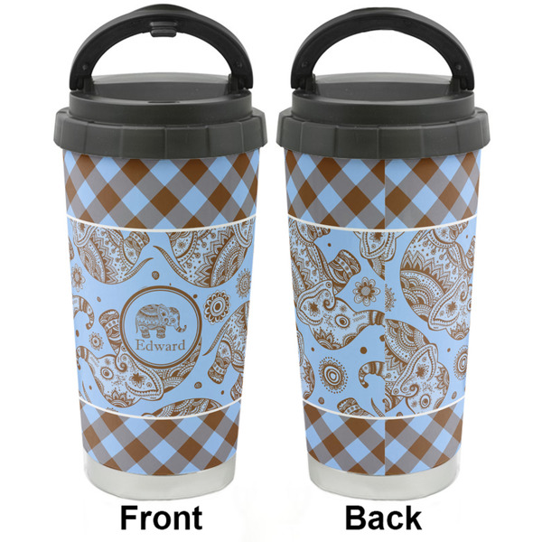 Gingham & Elephants Stainless Steel Travel Cup - Apvl