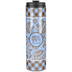 Gingham & Elephants Stainless Steel Skinny Tumbler - 20 oz (Personalized)