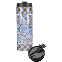 Gingham & Elephants Stainless Steel Skinny Tumbler (Personalized)