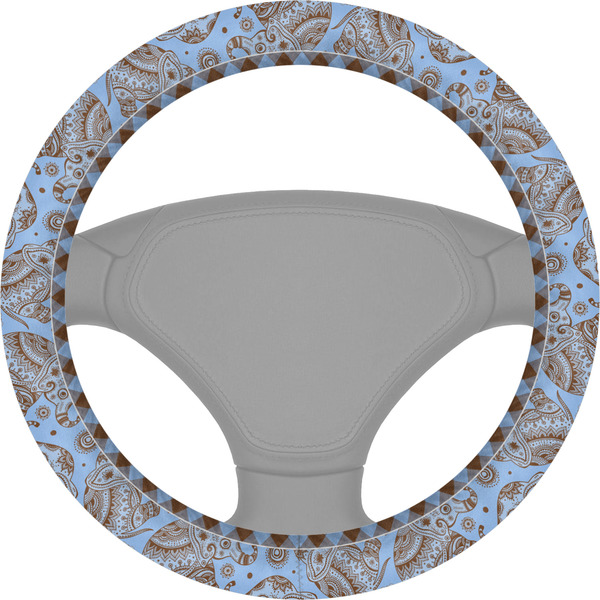 Custom Gingham & Elephants Steering Wheel Cover