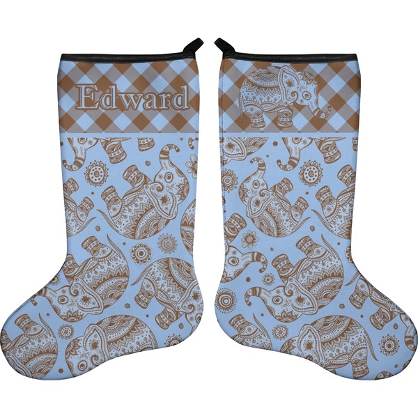 Gingham & Elephants Stocking - Double-Sided - Approval