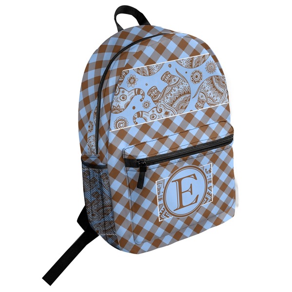 Custom Gingham & Elephants Student Backpack (Personalized)