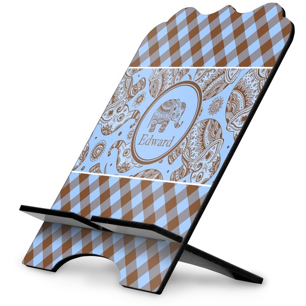 Custom Gingham & Elephants Stylized Tablet Stand (Personalized)