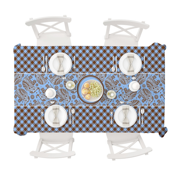 Gingham & Elephants Tablecloths (58"x102") - TOP VIEW
