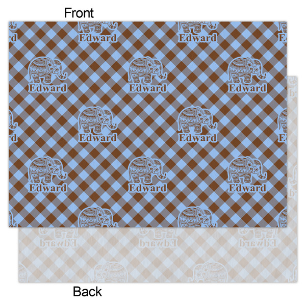 Gingham & Elephants Tissue Paper - Heavyweight - Large - Front & Back