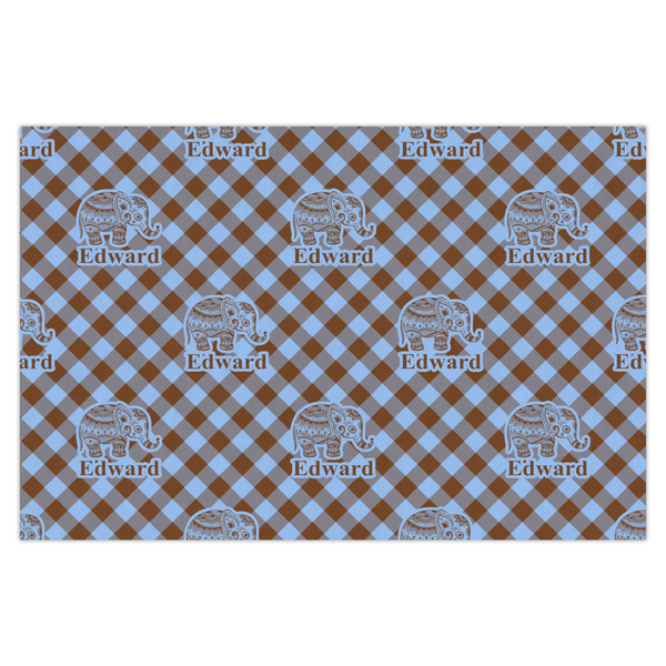 Custom Gingham & Elephants Tissue Paper Sheets - X-Large - Heavyweight (Personalized)