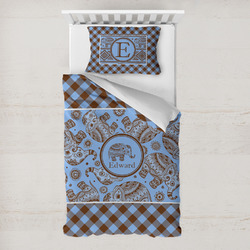 Gingham & Elephants Toddler Bedding w/ Name or Text