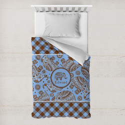 Gingham & Elephants Toddler Duvet Cover w/ Name or Text
