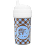 Gingham & Elephants Toddler Sippy Cup (Personalized)