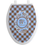 Gingham & Elephants Toilet Seat Decal - Elongated (Personalized)