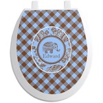 Gingham & Elephants Toilet Seat Decal (Personalized)