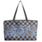 Gingham & Elephants Tote w/Black Handles - Front View