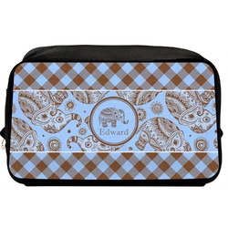 Gingham & Elephants Toiletry Bag / Dopp Kit (Personalized)
