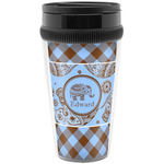 Gingham & Elephants Acrylic Travel Mug without Handle (Personalized)
