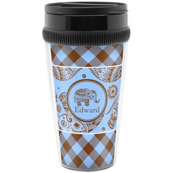 Gingham & Elephants Acrylic Travel Mug without Handle (Personalized)