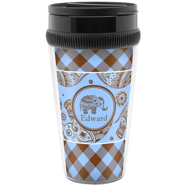 Gingham & Elephants Travel Mug (Personalized)