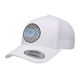 Gingham & Elephants Trucker Hat - White (Personalized)