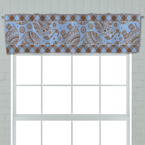 Gingham & Elephants Valance - Closeup on window