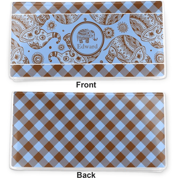 Gingham & Elephants Vinyl Check Book Cover - Front and Back