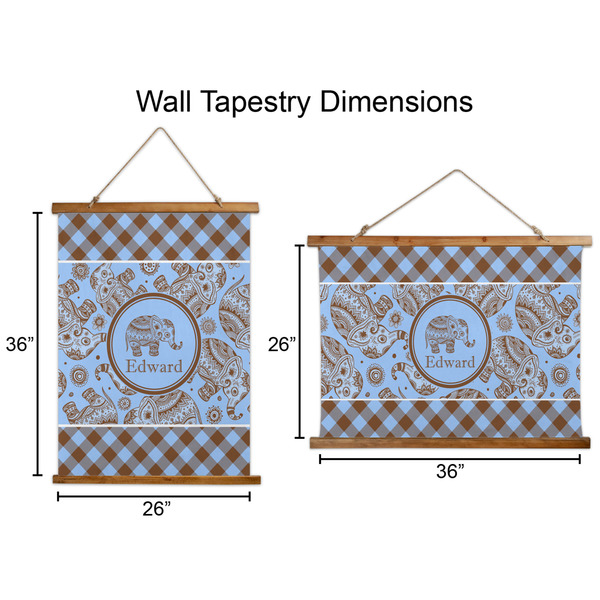 Gingham & Elephants Wall Hanging Tapestries - Parent/Sizing