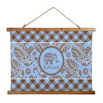Gingham & Elephants Wall Hanging Tapestry - Wide (Personalized)