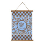 Gingham & Elephants Wall Hanging Tapestry - Tall (Personalized)