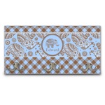 Gingham & Elephants Wall Mounted Coat Rack (Personalized)