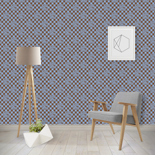 Custom Gingham & Elephants Wallpaper & Surface Covering (Peel & Stick - Repositionable)