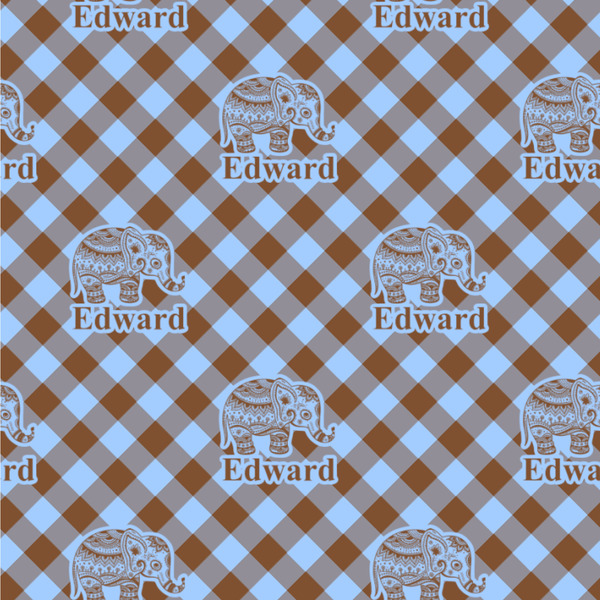 Custom Gingham & Elephants Wallpaper & Surface Covering (Water Activated 24"x 24" Sample)