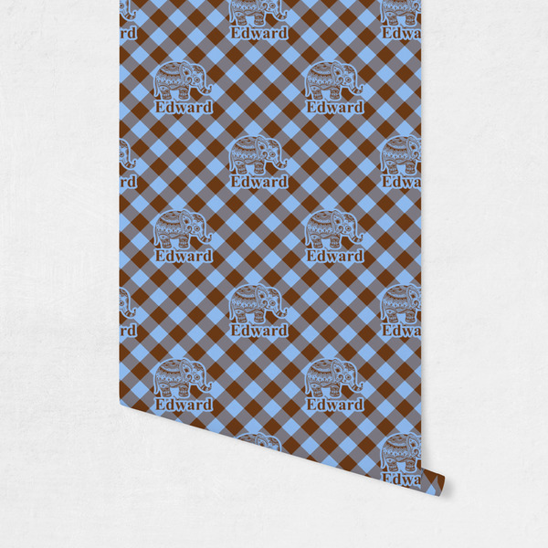 Gingham & Elephants Wallpaper on Wall