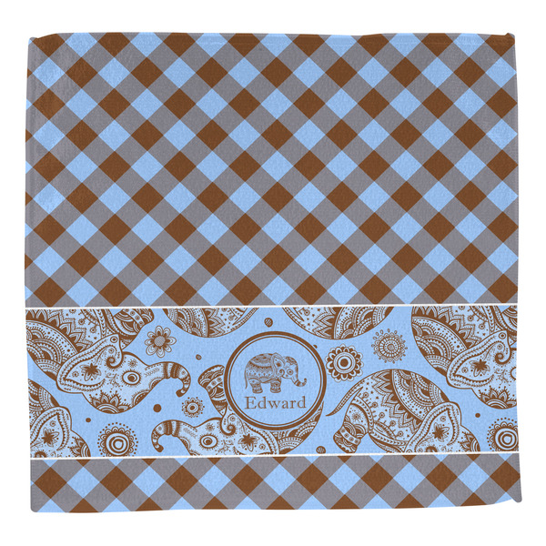 Gingham & Elephants Washcloth - Front - No Soap