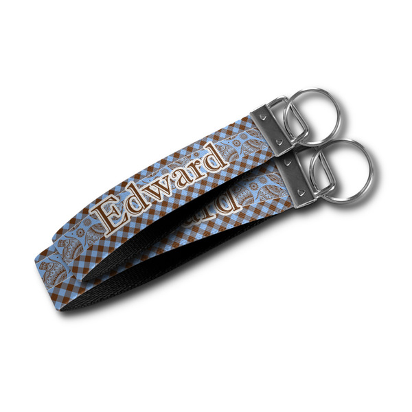 Gingham & Elephants Webbing Keychain FOBs - Size Comparison