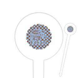 Gingham & Elephants Round Plastic Food Picks (Personalized)