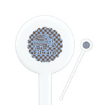 Gingham & Elephants Round Plastic Stir Sticks (Personalized)