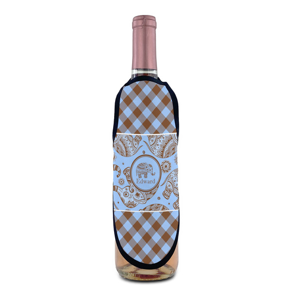 Gingham & Elephants Wine Bottle Apron - IN CONTEXT