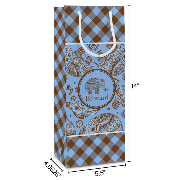Gingham & Elephants Wine Gift Bag - Dimensions