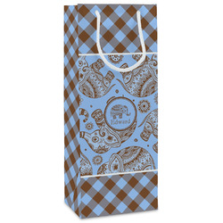 Gingham & Elephants Wine Gift Bags - Matte (Personalized)