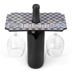 Gingham & Elephants Wine Bottle & Glass Holder (Personalized)