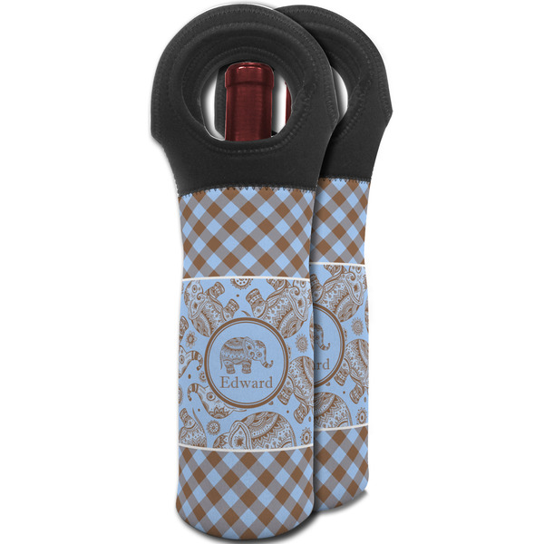 Gingham & Elephants Wine Tote Bag - MAIN