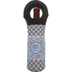 Gingham & Elephants Wine Tote Bag (Personalized)